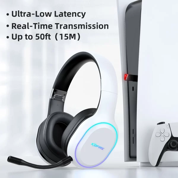 Kofire UG-05 fones de ouvido para jogos 2.4g bt5.0 fone de ouvido sem fio com microfone rbg luz vibração bluetooth fone de ouvido para ps4 ps5 pc switch - Imagem 5