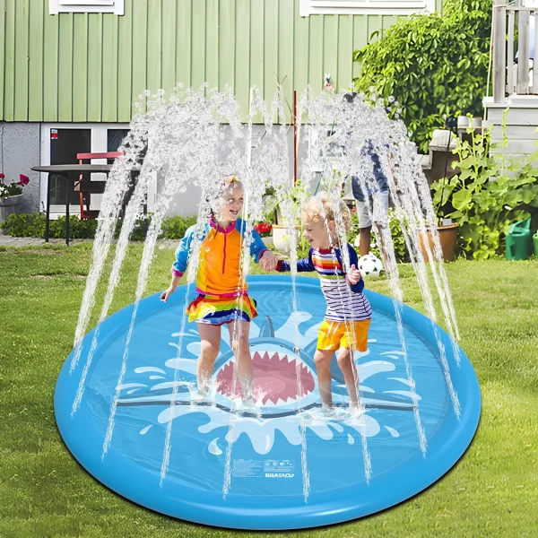 Sprinkler Piscina Inflável de Tubarão 170cm Crianças Jogar Tapete De água Verão Brinquedo - Imagem 6