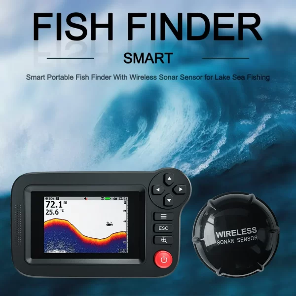 Localizador de peixes inteligente - Localizador de peixes portátil e localizador de profundidade para pesca recreativa de doca, costa ou banco - Imagem 4