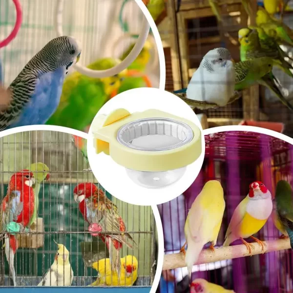 Prato de comida para periquito, transparente, destacável, alimentador de papagaio, gaiola de chinchila, acessórios, suprimentos de rega, tigelas de água com braçadeira para - Imagem 3