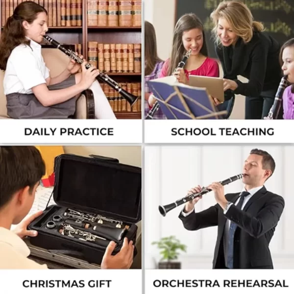 SLADE Clarinete Bb colorido 17 teclas 6 anéis clarinete com kit de limpeza palhetas peças prática de jogo para estudantes/iniciantes - Imagem 6