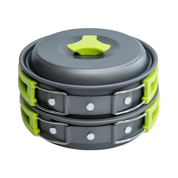 Conjunto de panelas de acampamento conjunto de cozinha de mochilão portátil, durável panelas ao ar livre com utensílios de mesa e saco de armazenamento prático - Imagem 2