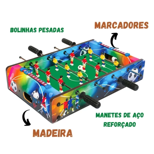 Futebol De Mesa Pebolim Totó Com Bolas E Placar De Gols- Brava - Imagem 2