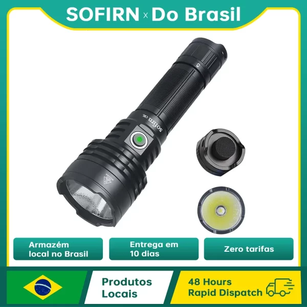 Sofirn C8L 3100lm Lanterna Tática Potente 21700 XHP50D HI LED Lanterna EDC Tipo C Recarregável para Acampamento, lanternas potentes para caça，defesa pessoal