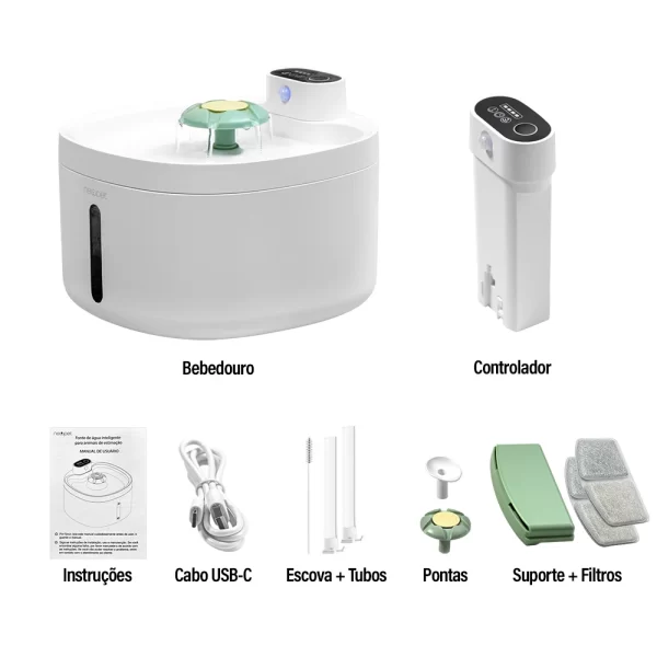 Newpet 2.6L Fonte de água automática para gatos 4000mAh Bebedor sem fio para animais de estimação Recarga USB Bateria e sensor 2 em 1 dispensador - Imagem 5