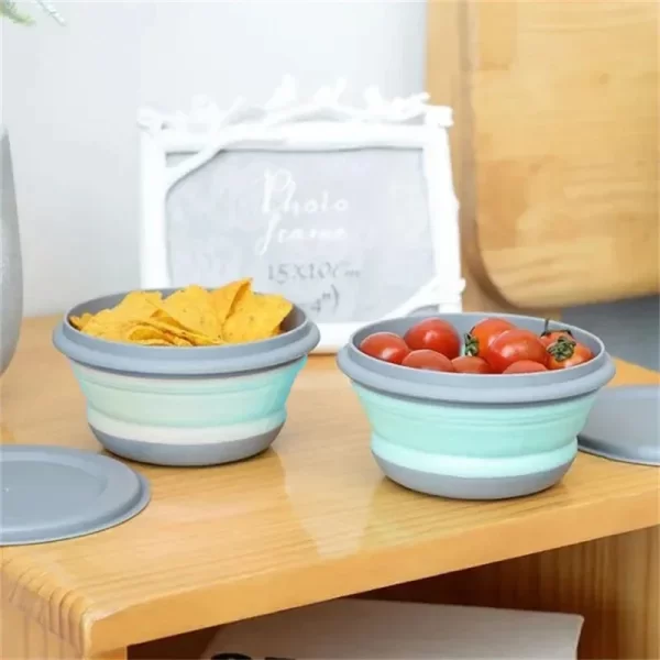 Conjunto de Tigelas de Silicone Dobráveis para Cozinha e Acampamento - Imagem 3