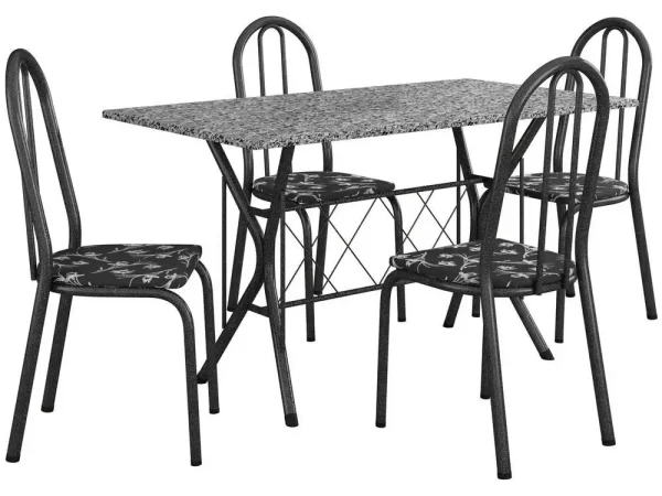 Mesa de Jantar 4 Cadeiras Retangular Preto Artefamol Ravena - Imagem 2