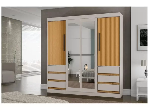 Guarda-roupa Casal com Espelho 4 Portas 6 Gavetas Araplac Sofia - Imagem 5