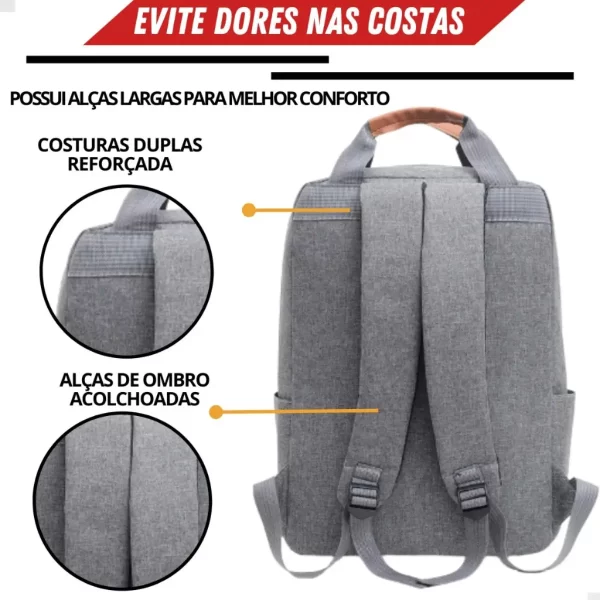 Kit 3 Itens Mochila Bolsa Versátil Notebook ou Escritório - Imagem 6
