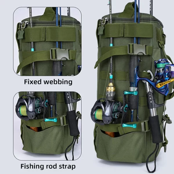 Grande capacidade de armazenamento de artes de pesca mochila saco de pesca separação seca molhada à prova de respingo luya saco caminhadas pesca acampamento pacotes - Imagem 4