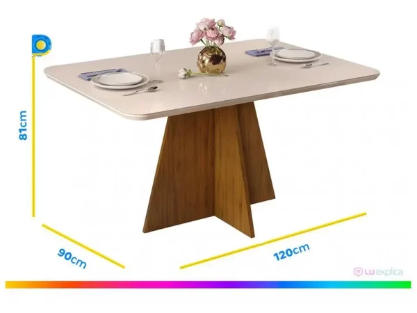 Mesa de Jantar 4 Cadeiras Retangular Off White e Lunar DJ Móveis Siena - Imagem 6