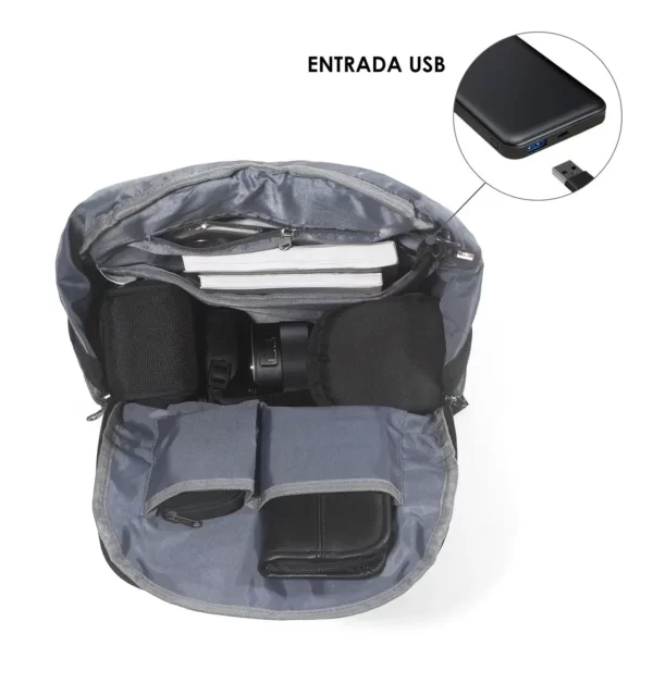 Bolsa Mochila Notebook Unissex Executiva com entrada USB - Imagem 4