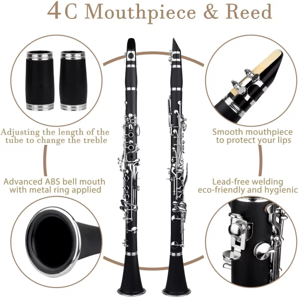 Slade clarinete bb 17 teclas 6 anéis clarinetto blackwinds portátil baquelite clarinete profissional instrumentos de sopro - Imagem 3