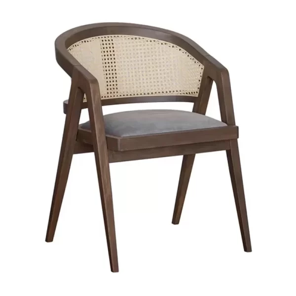 Nordic madeira maciça rattan cadeira de jantar casa hóspedes hotel teahouse restaurante encosto única cadeira - Imagem 4