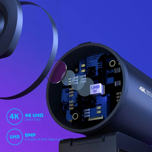 Webcam 4k hd usb câmera web 1080p 60fps rápido autofoco streaming câmera emeet s600 com microfones para chamadas de vídeo/zoom/skype/equipos - Imagem 3