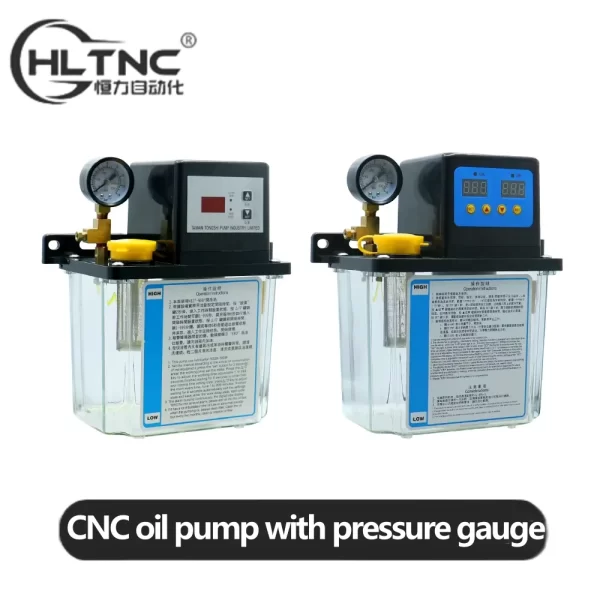 HLTNC 110V 220V Bomba de óleo de lubrificação automática eletromagnética com tanque de 2L e medidor de pressão para lubrificação de gravador CNC
