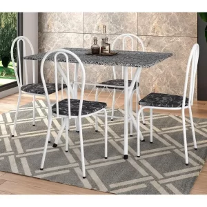 Mesa de Jantar Retangular Branca com 4 Cadeiras