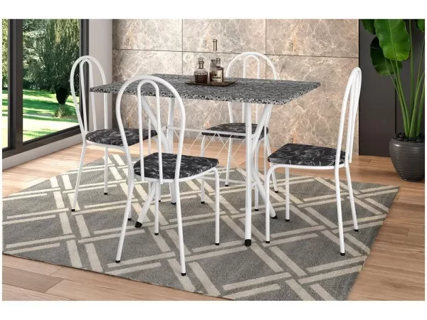 Mesa de Jantar 4 Cadeiras Retangular Branca