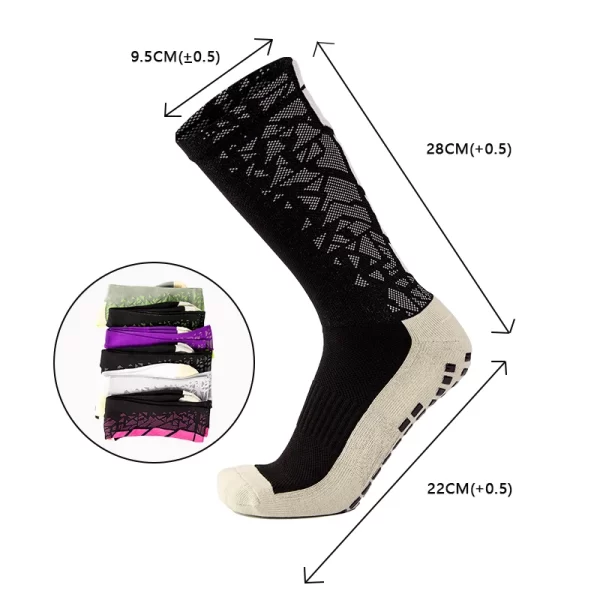 6 Pares,Meias Longas de Futebol Multicoloridas, Antiderrapantes de Silicone, Malha Respirável, Meias Esportivas Masculinas - Imagem 3