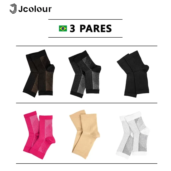 3 Pares, Meias para neuropatia para alívio da dor e fascite plantar, Meias tornozelo para homens e mulheres, Meias compressão