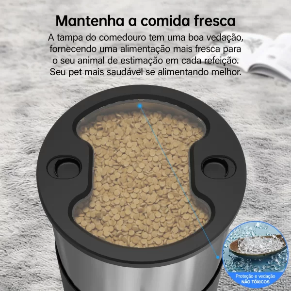 Newpet Alimentador temporizado para gatos 5L APP inteligente Comedouro para gatos em aço inoxidável Dispensador automático de alimentação remota de refeição dupla para gatos e cães - Imagem 6