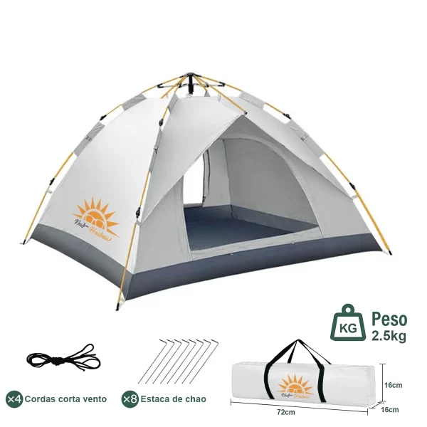 Barraca de acampamento automática para 3-4 pessoas, acampamento portátil rápido auto-pup ao ar livre verde/branco - Imagem 2