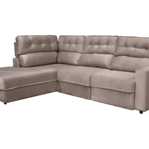 Sofá Canto Retrátil Reclinável Veludo Phormatta Pacific