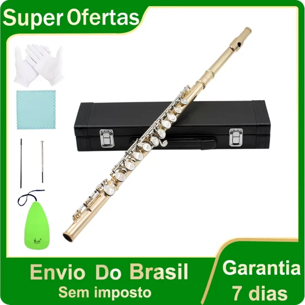 SLADE 16 Flauta Chave Iniciantes Crianças e Estudantes Como Instrumento de Flauta com Caixa Luvas Kit de Limpeza Instrumentos de Sopro Flauta - Imagem 6