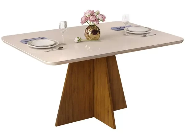 Mesa de Jantar 4 Cadeiras Retangular Off White e Lunar DJ Móveis Siena - Imagem 4