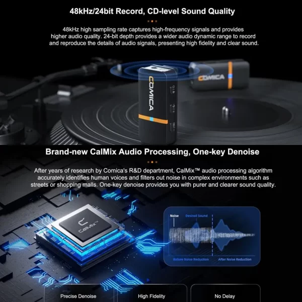 【Do Brasil】COMICA Vimo Q Sistema de microfone de lapela sem fio com cancelamento de ruído Microfone de lapela para câmera, iPhone, Android, PC, etc. - Imagem 5