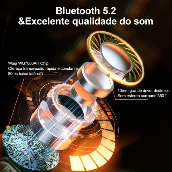 QCY-HT07 ANC Fones De Ouvido Sem Fio, Auscultadores HiFi, Cancelamento de Ruído, Earbuds TWS, 6 Microfone, Chamada AI HD, Reprodução 32H, 40dB, Bluetooth 5.2 - Imagem 4
