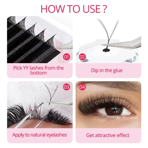 [Entrepôt na Brasil] ARISON Atacado 10/30/50pcs YY/W-forma Cílios Pré-fabricados Volume Cílios Extensão 3D/4D/5D/6D/8D Lash - Imagem 6