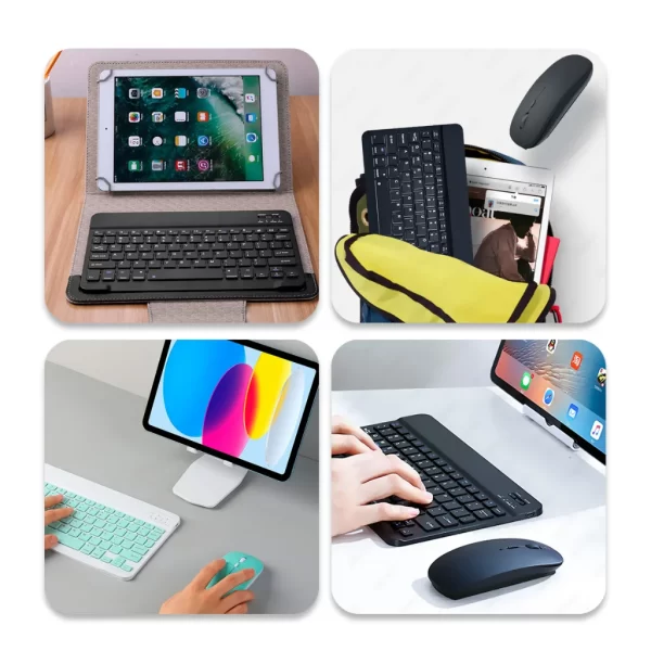 Kit Teclado E Mouse Bluetooth 5.2 Compatível Pc iPhone Android - Imagem 4