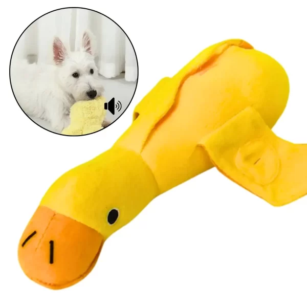 Brinquedo Pet Pelúcia Interativo Pato Mordedor Apito - Imagem 4