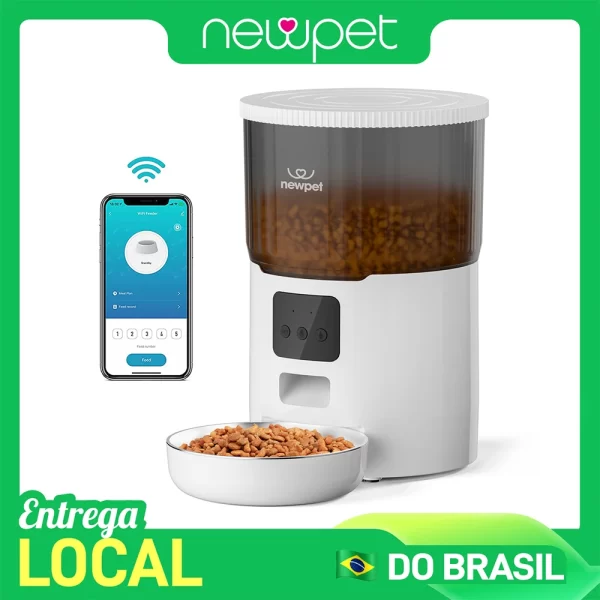 Newpet 4l alimentador automático de cão gato wifi inteligente dispensador de comida para animais de estimação para alimentos secos cães kibble dispensador com controle app tuya