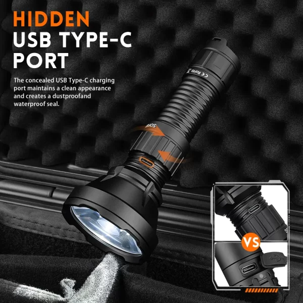Sofirn SF26 21700 Lanterna tática 2000lm 964m Tocha recarregável USB C de longo alcance com interruptor de cauda dupla IPX-8 - Imagem 5