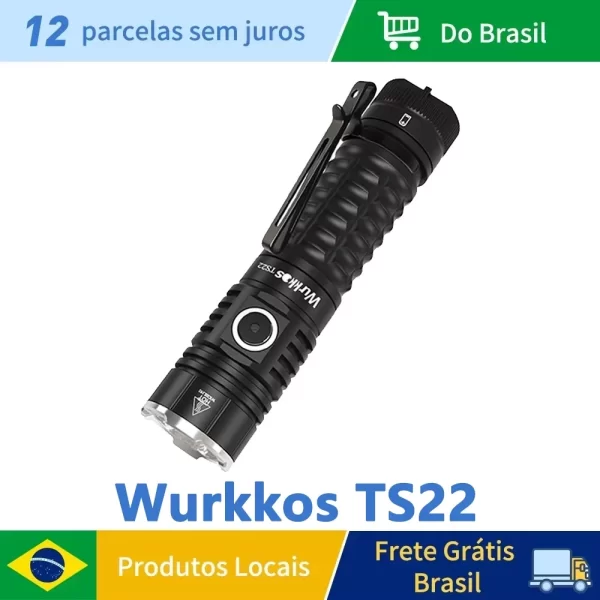 Wurkkos TS22 Recarregável 21700 LED Lanterna XHP70.2 Potente Max 4500LM IP68 com cauda magnética e carregamento reverso para caminhadas
