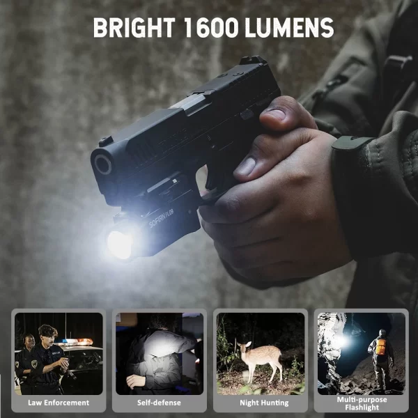 Lanterna tática SOFIRN PL09 SST40 luz LED 1600lm recarregável peso leve alto lúmen com modo estroboscópico - Imagem 6