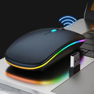 Mouse Sem Fio Bluetooth com Luz LED RGB Recarregável