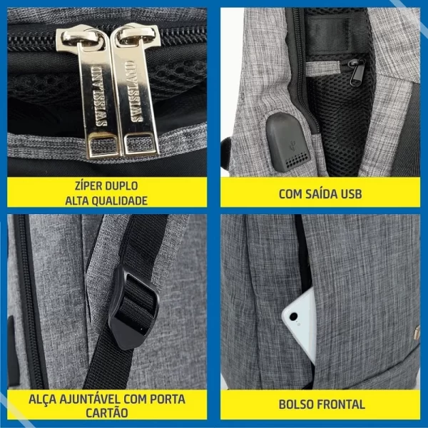 Mochila Bolsa Executiva escolar antifurto notebook Home Office universitária juvenil - Imagem 6