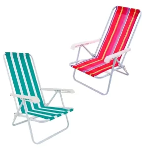 Kit de Cadeiras Reclináveis de Praia e Piscina