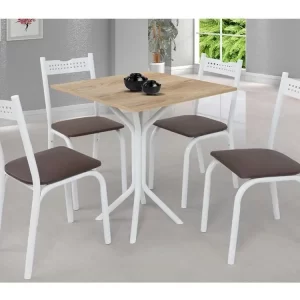Mesa de Jantar Quadrada com 4 Cadeiras