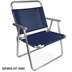 Cadeira de Praia Oversize Alta 140 KG Alumínio Azul MOR