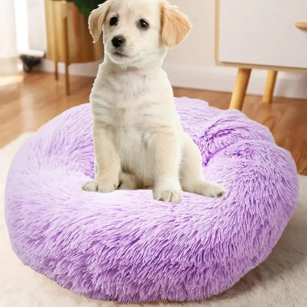 Cama redonda para cães, camas macias de pelúcia para animais de estimação, aquecimento usb, donut, camas redondas para cães e gatos, casa confortável, acessórios para animais de estimação - Imagem 4