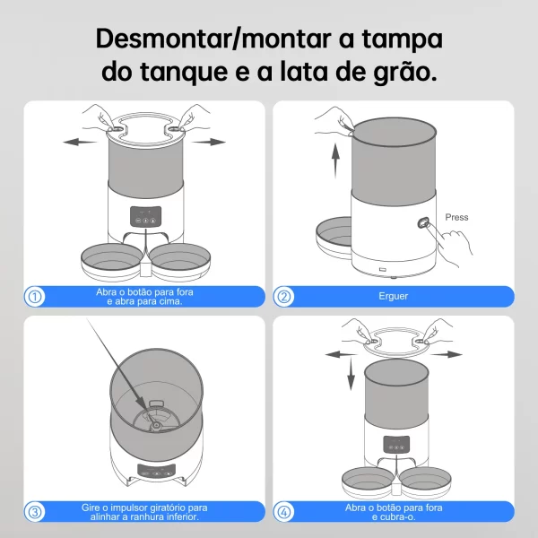 Newpet 5l alimentador para animais de estimação com aplicativo tuya alimentador automático para gatos dispensador de comida para cães inteligente wi fi cronometragem quantitativa alimentação de aço inoxidável - Imagem 6