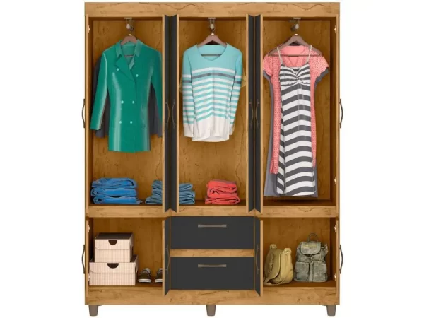 Guarda-roupa Casal 10 Portas 2 Gavetas Araplac Coimbra - Imagem 6