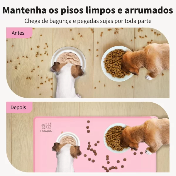Newpet silicone para alimentação de animais de estimação, tigela de comida para cães e gatos, antiaderente, à prova d'água, almofada de alimentação para animais de estimação, bandeja alimentadora de cachorro - Imagem 5