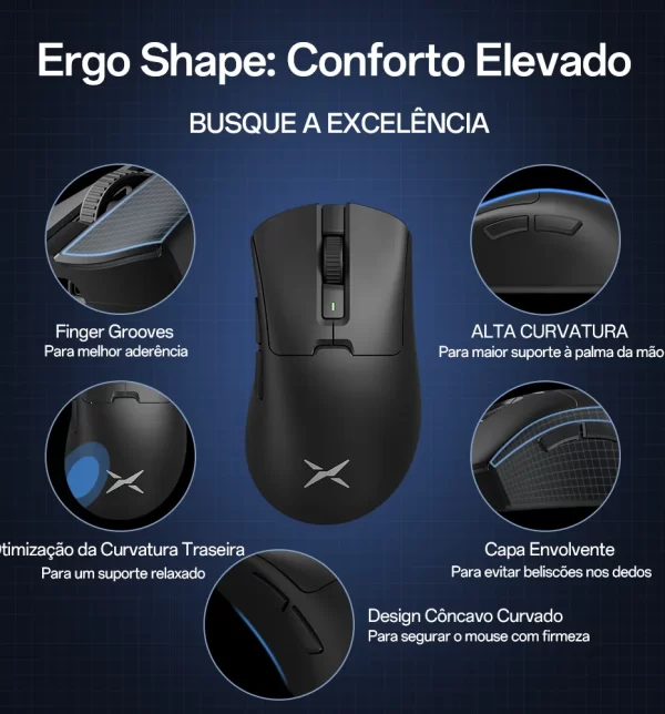 Mouse para jogos sem fio Delux M900PRO com taxa de pesquisa de 8K PAW3395 RGB Doca de carregamento Design ergonômico 63g leve para PC Latop - Imagem 5
