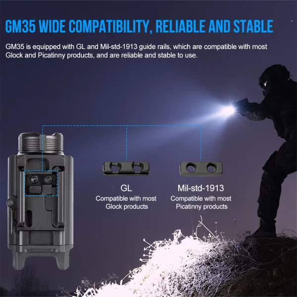 [Em estoque]Trustfire GM35 Lanterna Tática 1350 Lumen tipo c usb recarregável armas de luz Tocha para Gl0ck Picatinny - Imagem 4