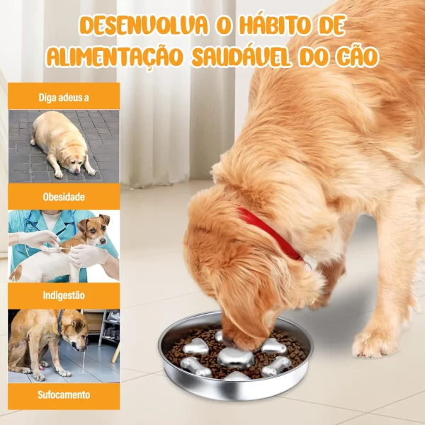 Suprimentos para animais de estimação Newpet, tigela de comida lenta de aço inoxidável para cães, bacia de alimentação para gatos, tigela anti-asfixia e anti-retorno - Imagem 5